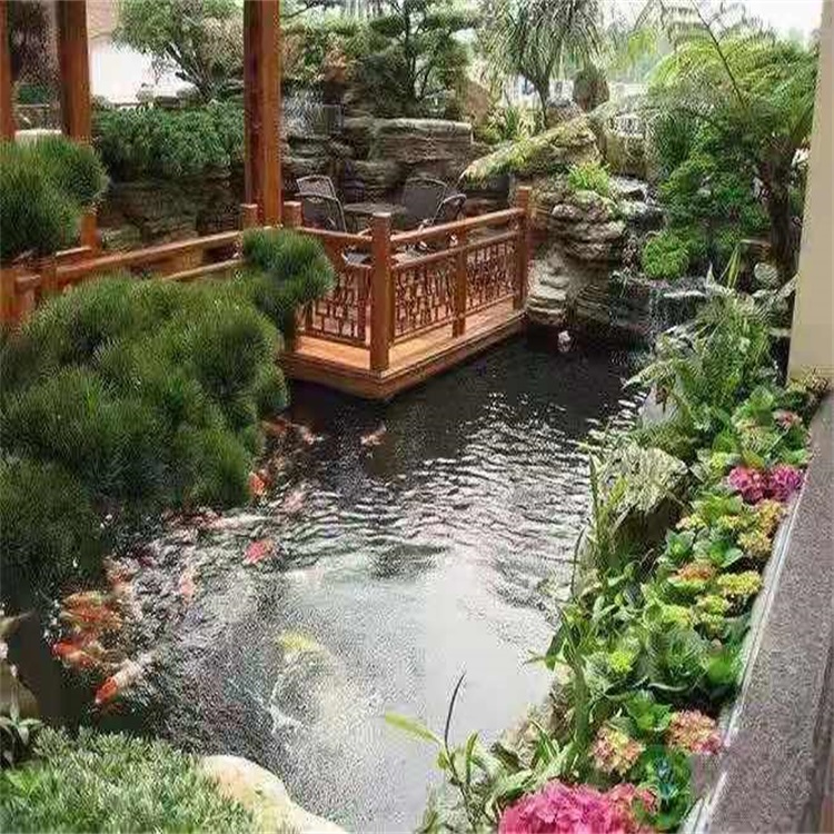 玉溪庭院设计鱼池假山建造图
